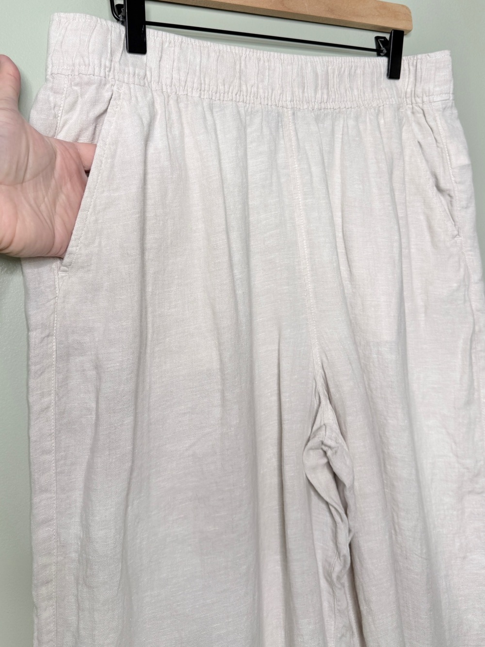 Tahari Linen Wide Leg Pull On Pants Casual Summer Vacation White Beige Size XL - Picture 5 of 8